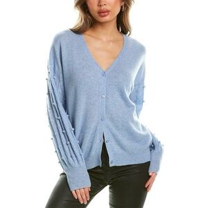 Scott & Scott London Bobble Pom Pom Sleeve 100% Cashmere Sweater Cardigan Cozy